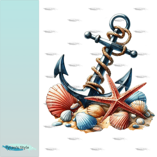 Bügelbild Anker mit Muscheln Fylou's Style