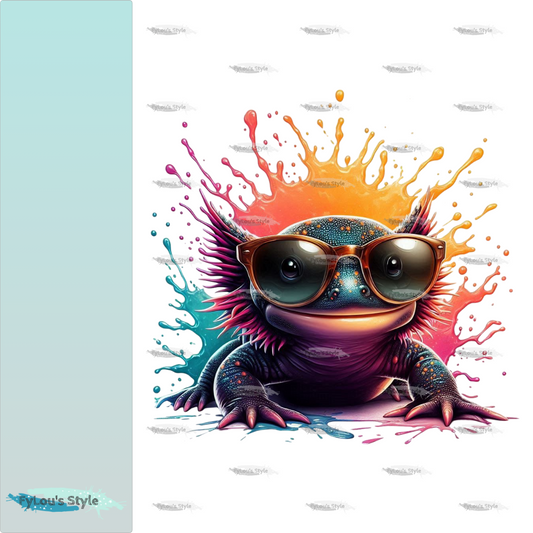 Bügelbild Axolotl mit Sonnenbrille Splash #1 Fylou's Style