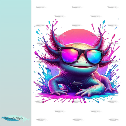 Bügelbild Axolotl mit Sonnenbrille Splash #3 Fylou's Style