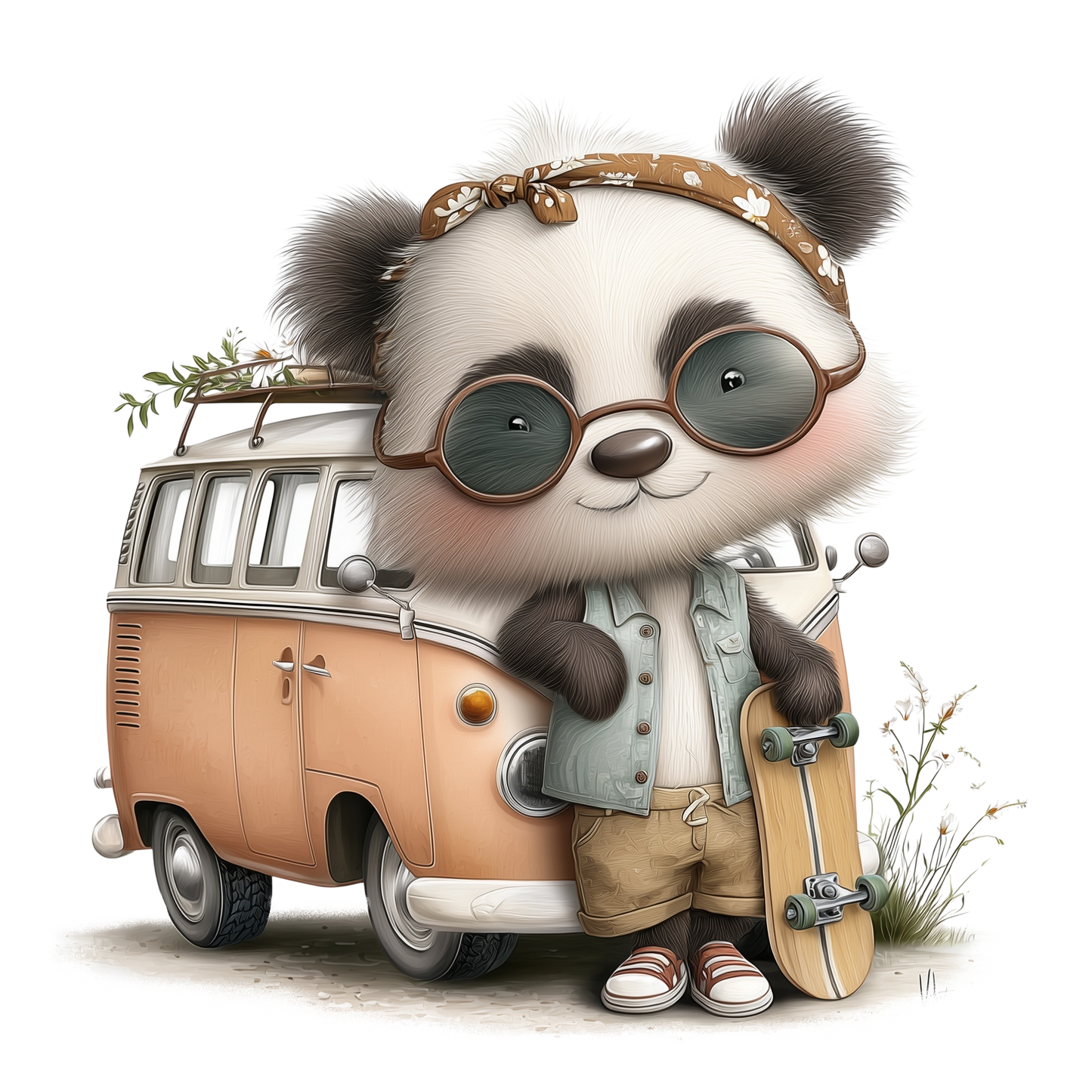 Bügelbild Cool Sommer Panda