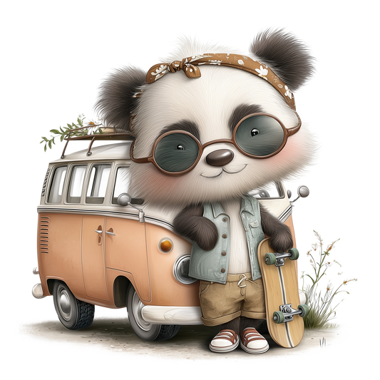 Bügelbild Cool Sommer Panda