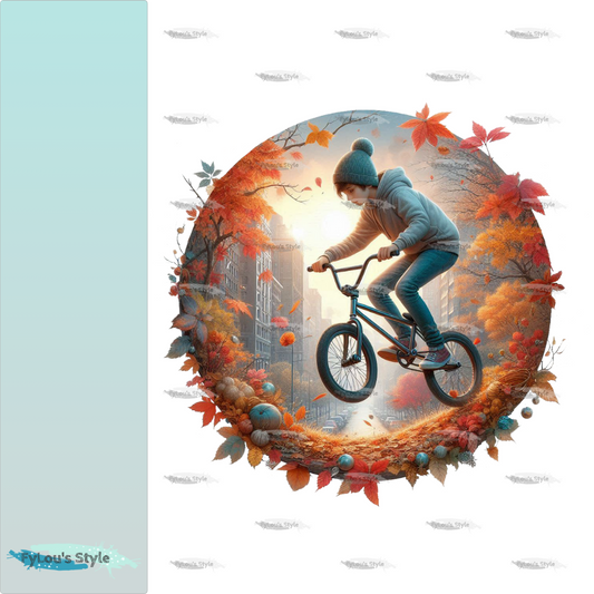 Bügelbild BMX im Herbst