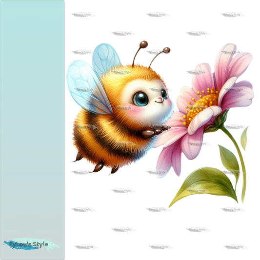 Bügelbild Biene mit Blume Fylou's Style