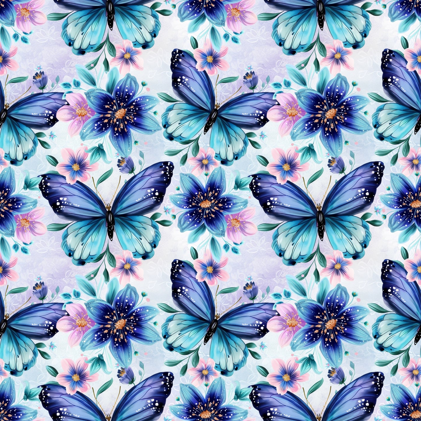 Bio Jersey "Blau Türkise Schmetterlinge" Überbreite