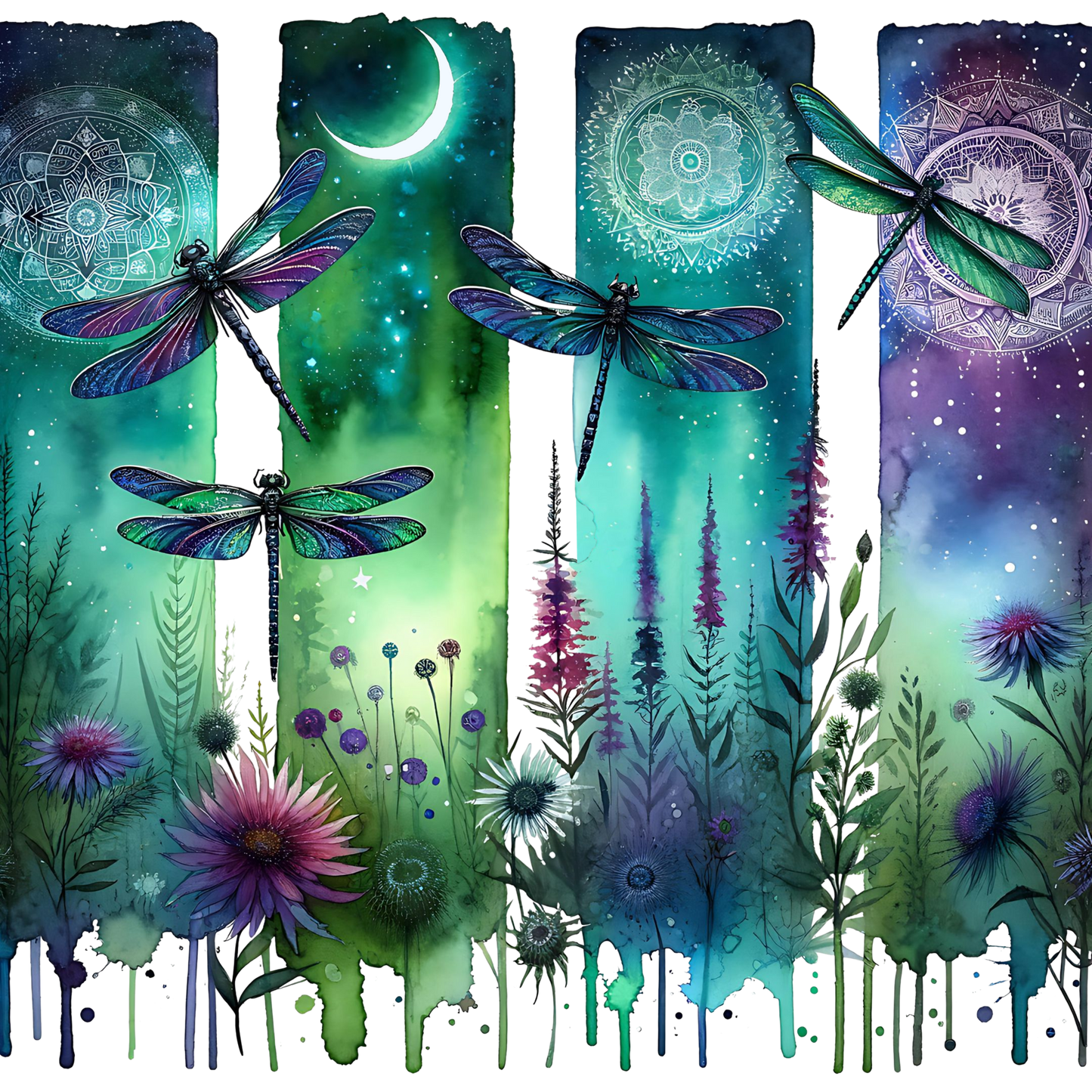 Bügelbild Streifen Motivwelt "Blaue Libelle Mandala"