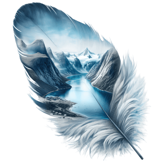 Bügelbild Blauer Fluss Feder