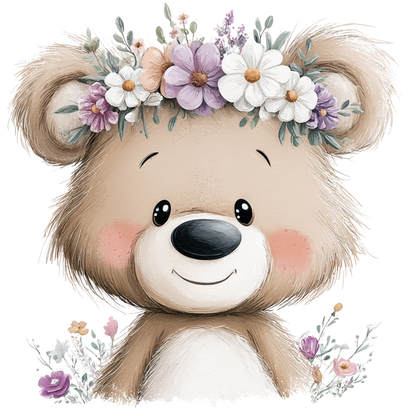 Bügelbild Blumen Bärchen