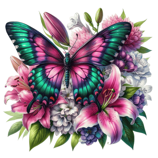 Bügelbild Blumen Schmetterling #9 Fylou's Style