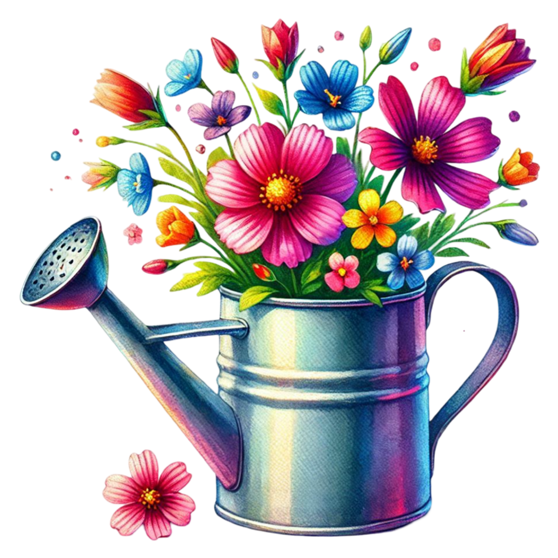 Bügelbild Blumen in Gießkanne #3 Fylou's Style