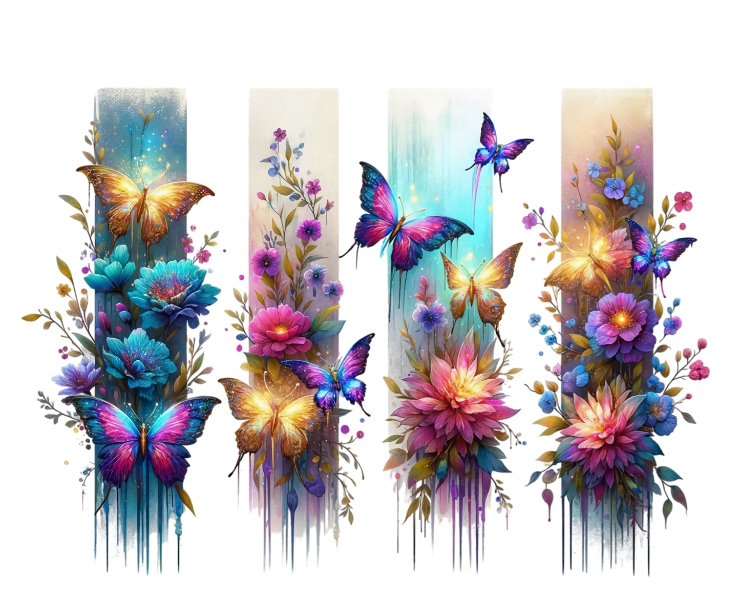 Bügelbild Streifen Motivwelt "Blumen und Schmetterlinge"