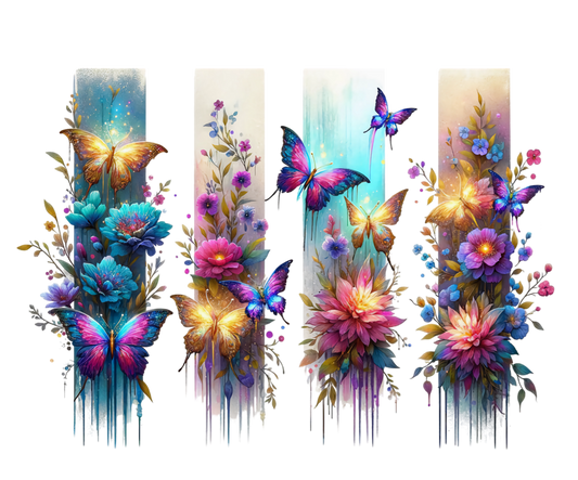 Bügelbild Streifen Motivwelt "Blumen und Schmetterlinge"