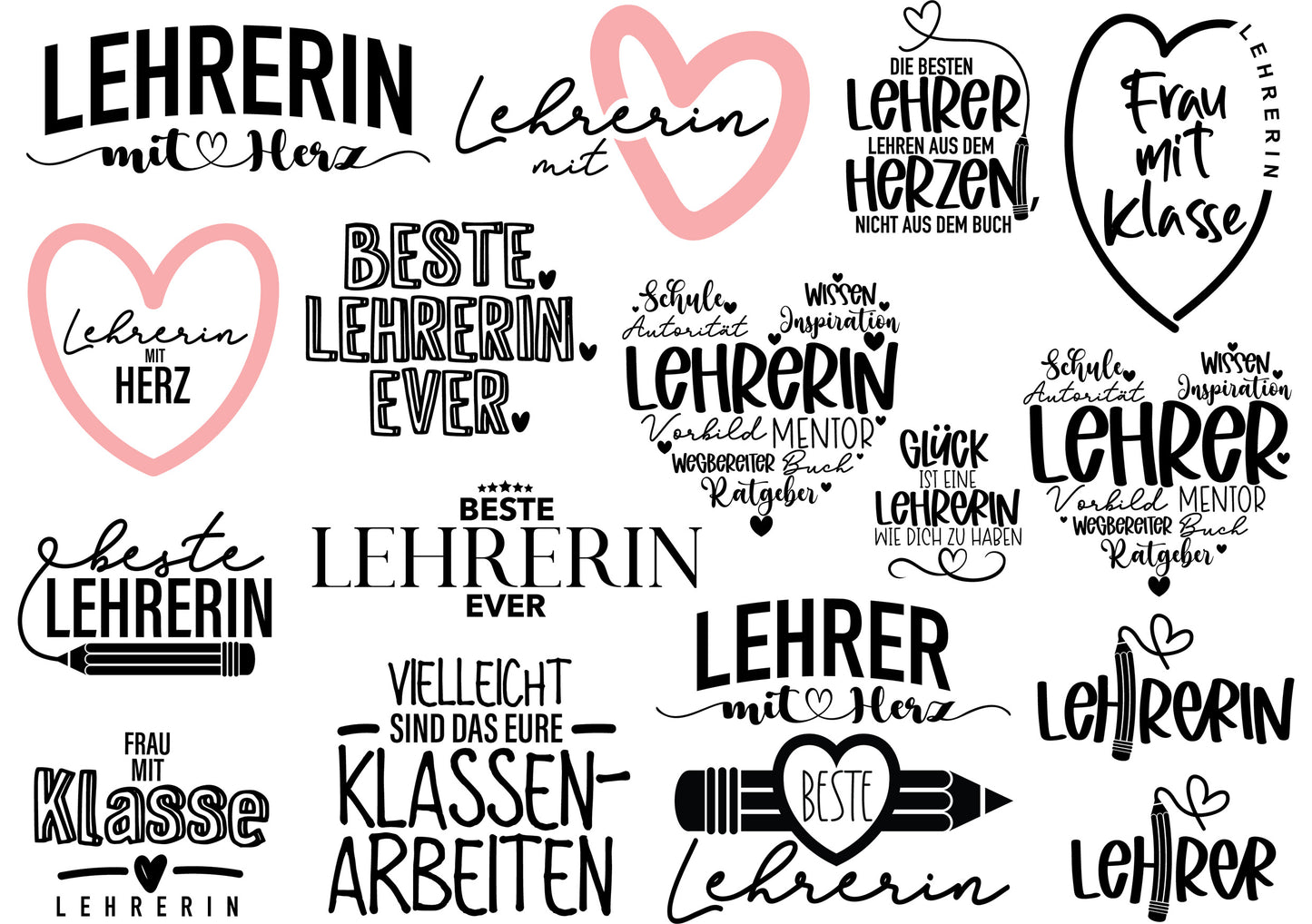 A4 Bogen Rub ON Sticker "Lehrer" Sprüche, randlose Rub ons