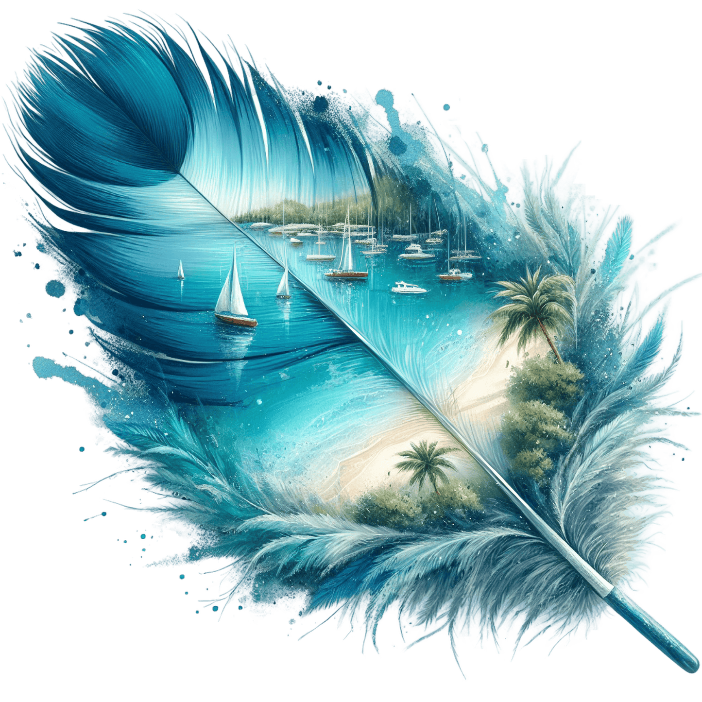 Bügelbild Boote Feder