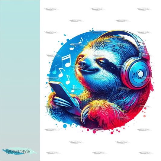 Bügelbild Colorful Musik Faultier #1 Fylou's Style