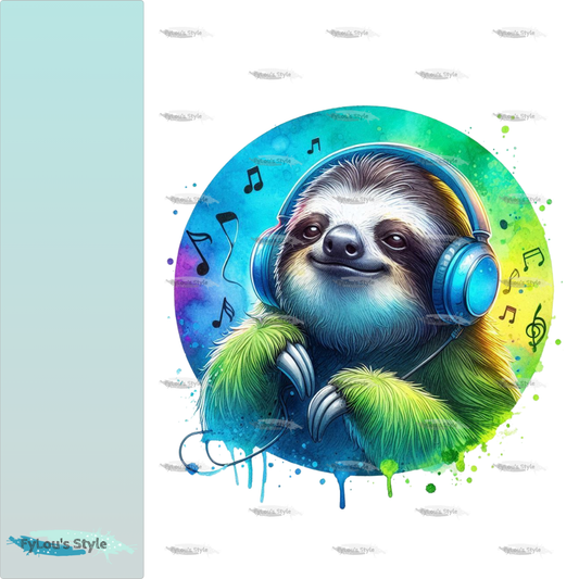 Bügelbild Colorful Musik Faultier #4 Fylou's Style