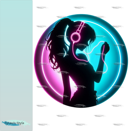 Bügelbild Colorful Musik Girl Silhouette Fylou's Style
