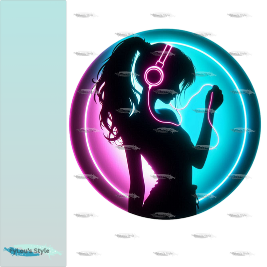 Bügelbild Colorful Musik Girl Silhouette Fylou's Style