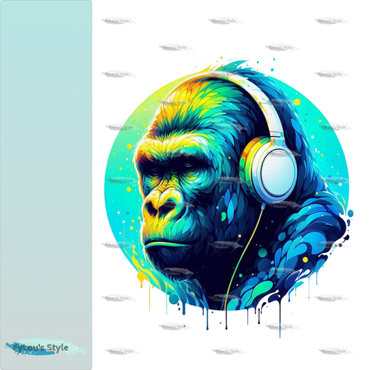 Bügelbild Colorful Musik Gorilla #2 Fylou's Style