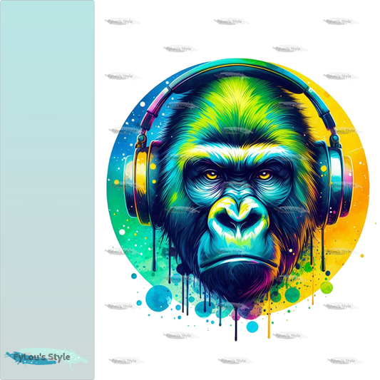 Bügelbild Colorful Musik Gorilla #3 Fylou's Style