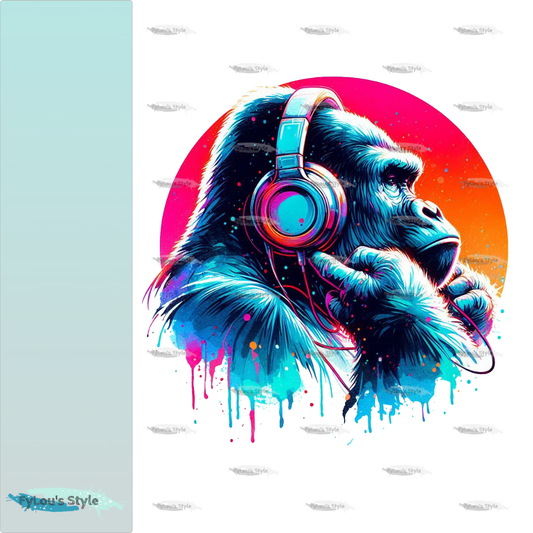 Bügelbild Colorful Musik Gorilla #4 Fylou's Style