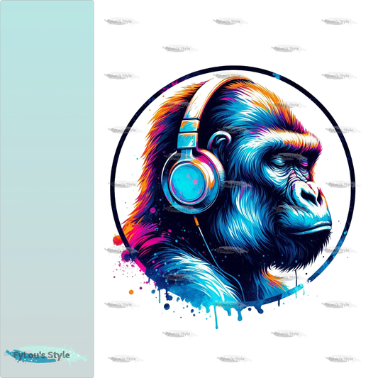 Bügelbild Colorful Musik Gorilla #5 Fylou's Style