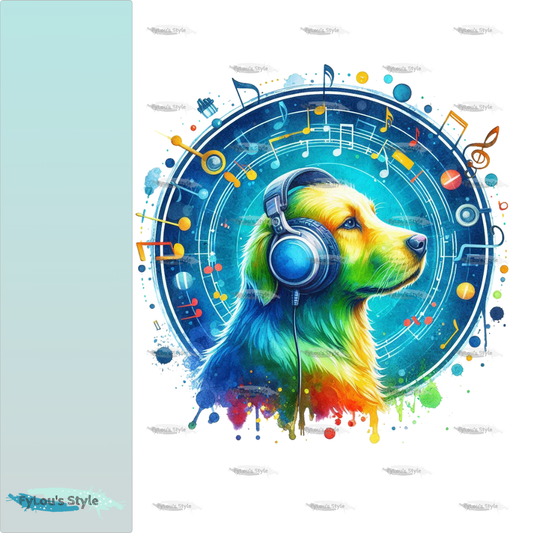 Bügelbild Colorful Musik Hund #2 Fylou's Style