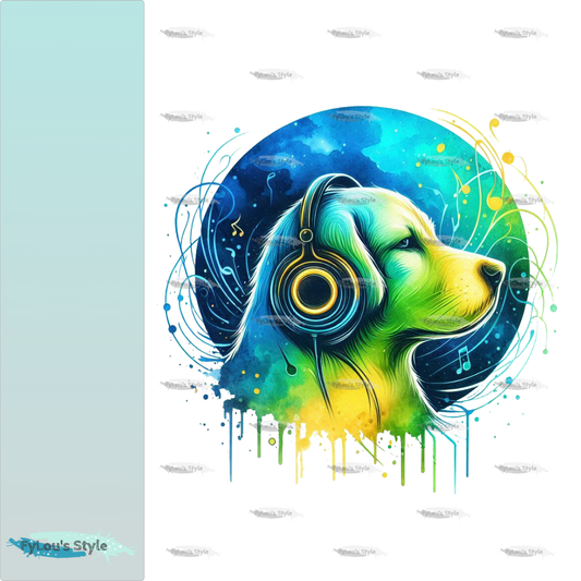 Bügelbild Colorful Musik Hund #3 Fylou's Style