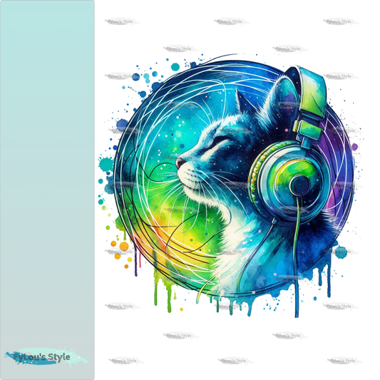 Bügelbild Colorful Musik Katze #1 Fylou's Style