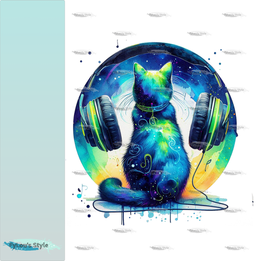 Bügelbild Colorful Musik Katze #2 Fylou's Style