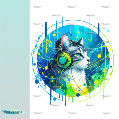 Bügelbild Colorful Musik Katze #3 Fylou's Style
