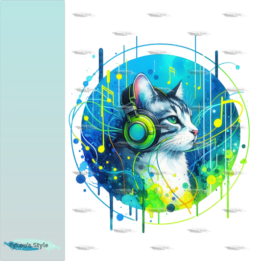 Bügelbild Colorful Musik Katze #3 Fylou's Style