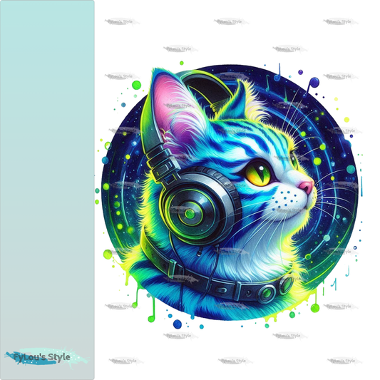Bügelbild Colorful Musik Katze #4 Fylou's Style