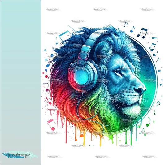 Bügelbild Colorful Musik Löwe #1 Fylou's Style