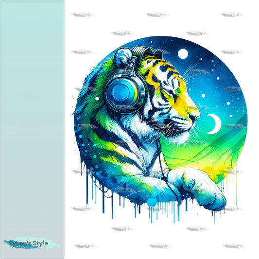 Bügelbild Colorful Musik Tiger #2 Fylou's Style