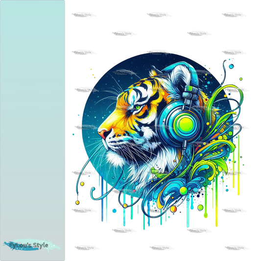 Bügelbild Colorful Musik Tiger #3 Fylou's Style