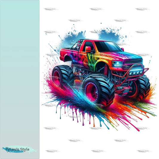 Bügelbild Colorful Neon Monstertruck #1 Fylou's Style