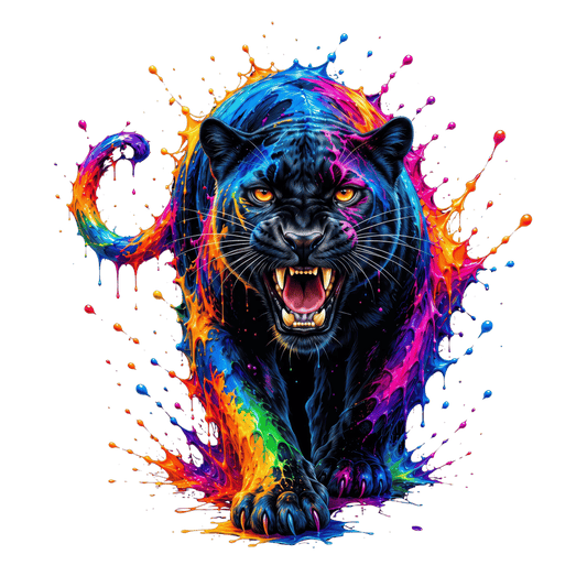Bügelbild Colorful Splash Panther