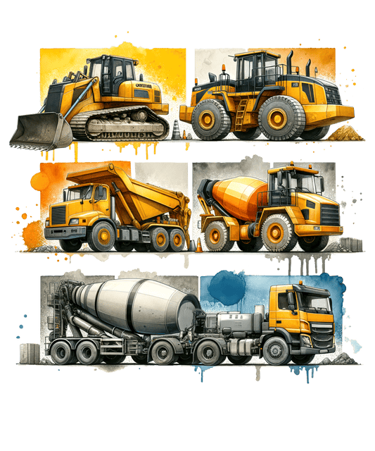 Bügelbild Streifen Motivwelt "Baufahrzeuge"