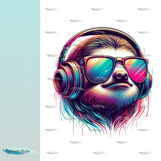 Bügelbild Cool Musik Faultier Fylou's Style
