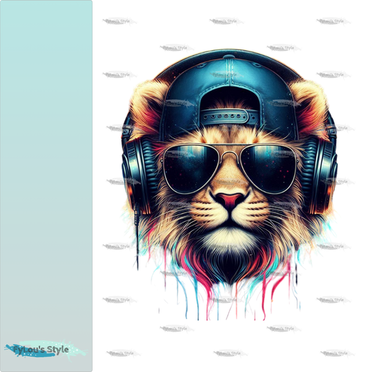 Bügelbild Cool Musik Löwe #1 Fylou's Style