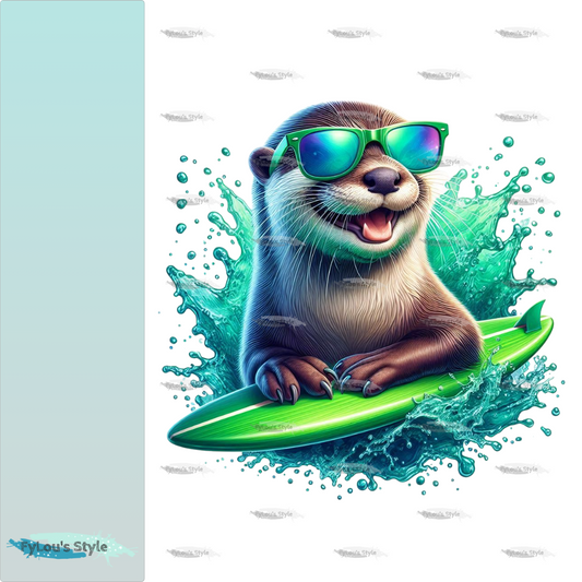 Bügelbild Cool Neon Otter Surfer #2 Fylou's Style