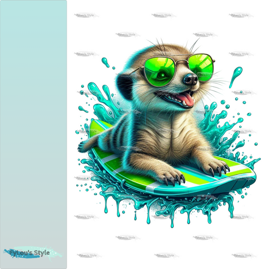 Bügelbild Cool Surfer Erdmännchen #3 Fylou's Style