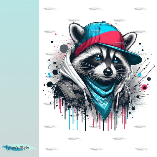 Bügelbild Cool Waschbär mit Cap Fylou's Style