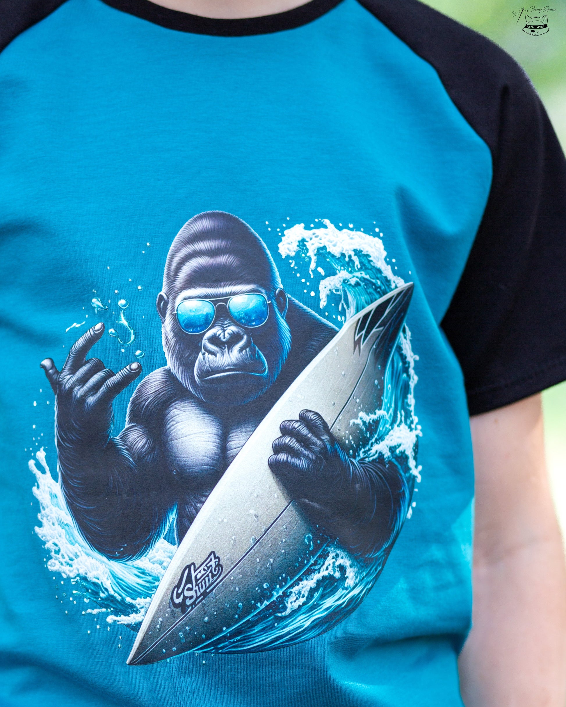 Bügelbild Gorilla mit Surfboard #1 Fylou's Style