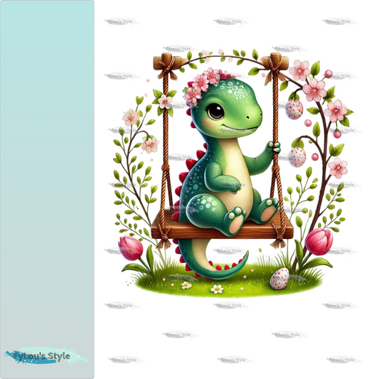 Bügelbild Dino auf Schaukel #1 Fylou's Style