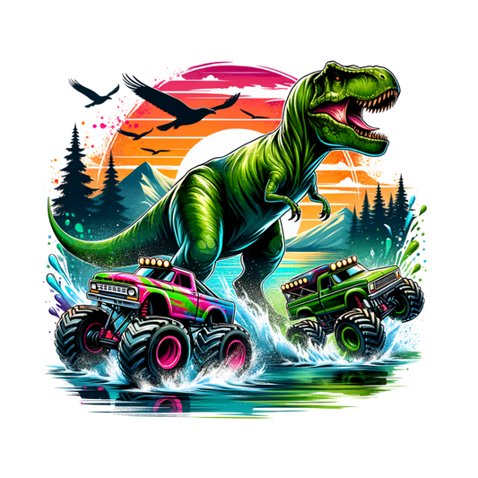 Bügelbild Dinosaurier Big Monstertruck