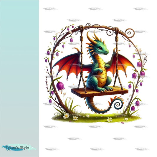 Bügelbild Drache auf Schaukel #1 Fylou's Style
