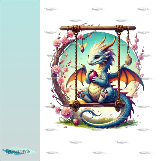 Bügelbild Drache auf Schaukel #2 Fylou's Style
