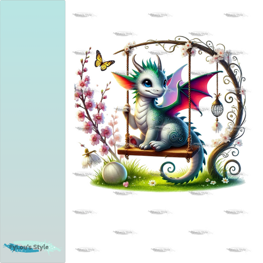 Bügelbild Drache auf Schaukel #3 Fylou's Style