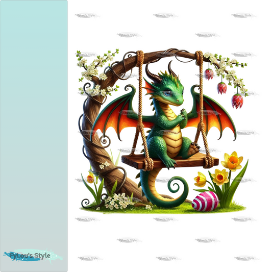 Bügelbild Drache auf Schaukel #4 Fylou's Style